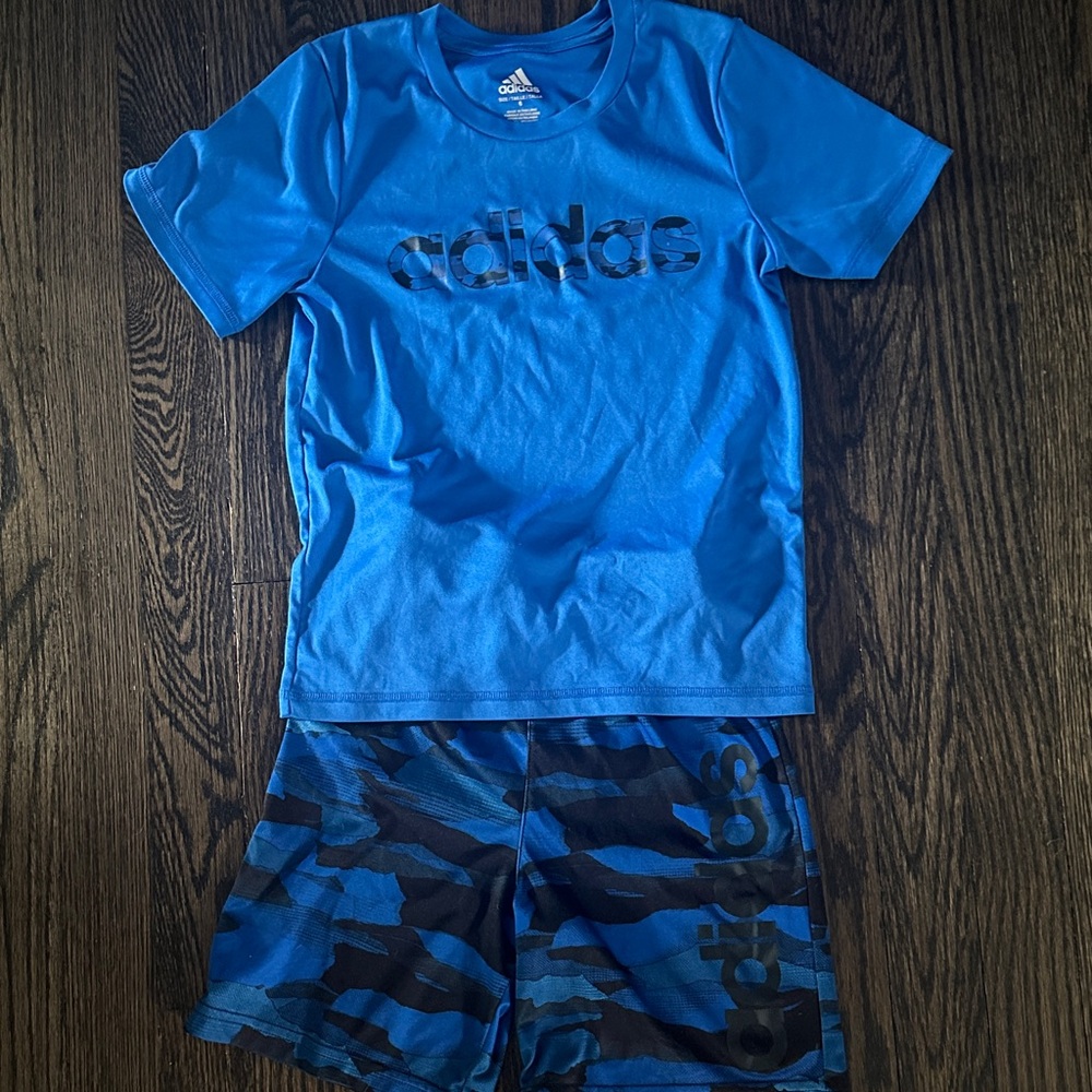 Adidas Camo Blue Tee and Shorts Set